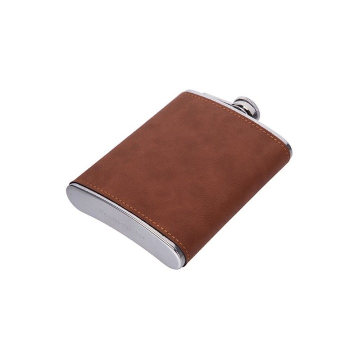 Flasque similicuir marron à personnaliser | Maison Drabiec