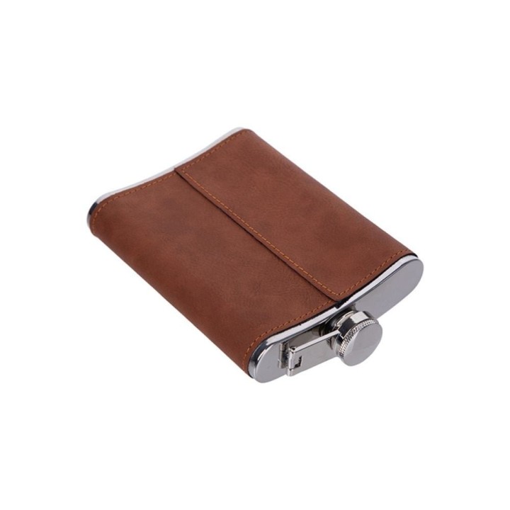 Flasque similicuir marron à personnaliser | Maison Drabiec