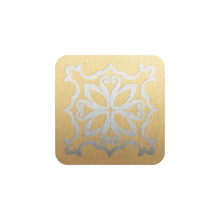 Sous-verre carré acier inoxydable or mat | Maison Drabiec