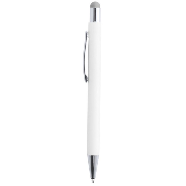 Stylo bille aluminium blanc embout argenté | Maison Drabiec