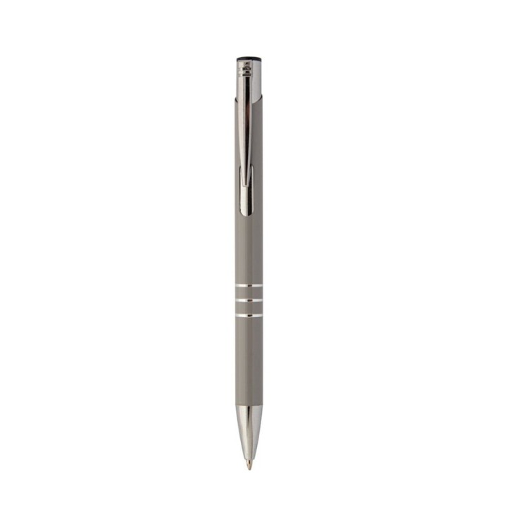 Stylo bille aluminium gris clair personnalisé | Maison Drabiec