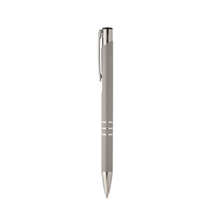 Stylo bille aluminium gris clair personnalisé | Maison Drabiec