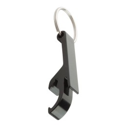 Porte-clés décapsuleur aluminium noir à personnaliser | Maison Drabiec
