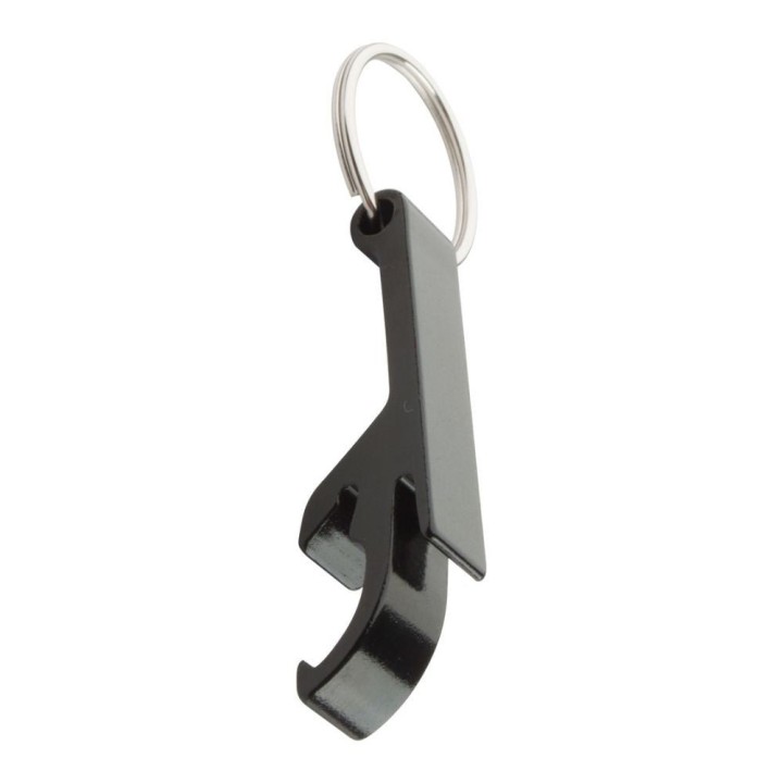 Porte-clés décapsuleur aluminium noir à personnaliser | Maison Drabiec