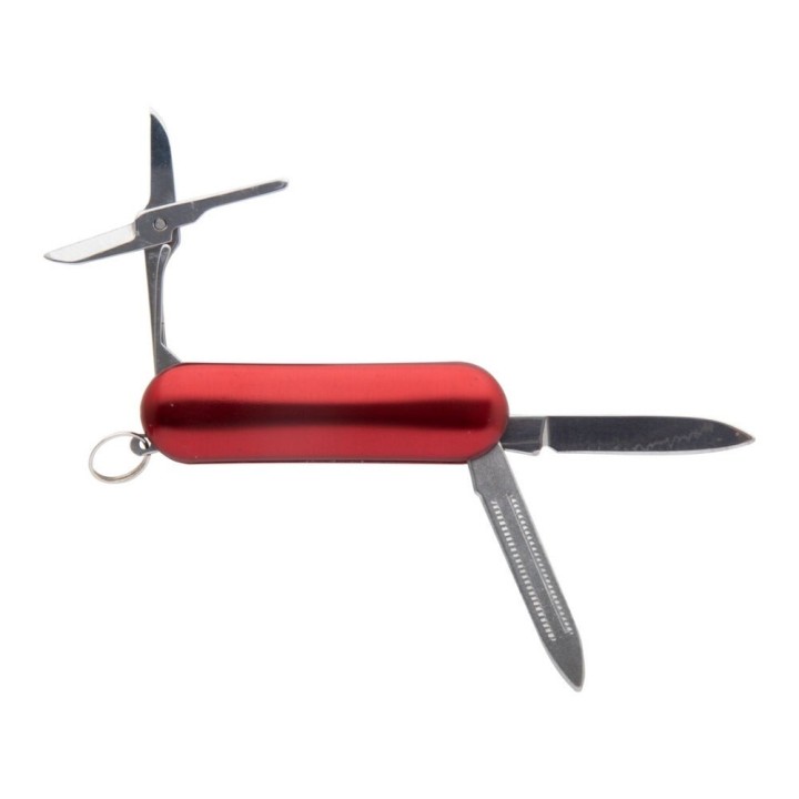 Couteau de poche multifonctions acier inoxydable rouge | Maison Drabie