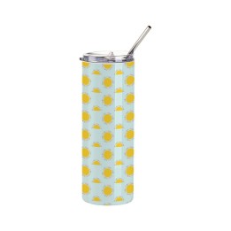 Tumbler Acier Inoxydable avec Paille Blanc | Maison Drabiec