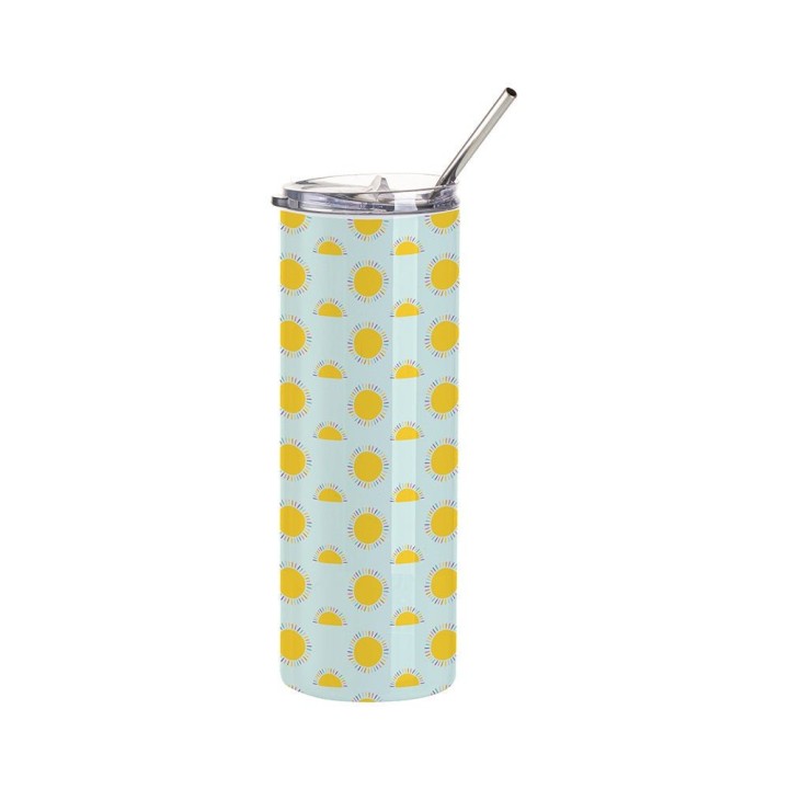 Tumbler Acier Inoxydable avec Paille Blanc | Maison Drabiec