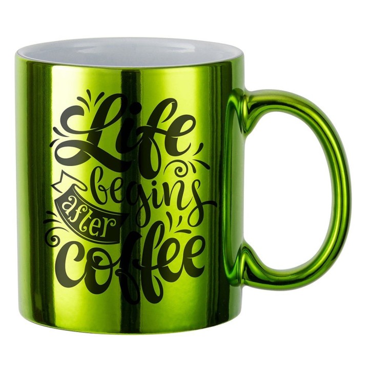 Mug Céramique Vert Clair Métallisé | Maison Drabiec