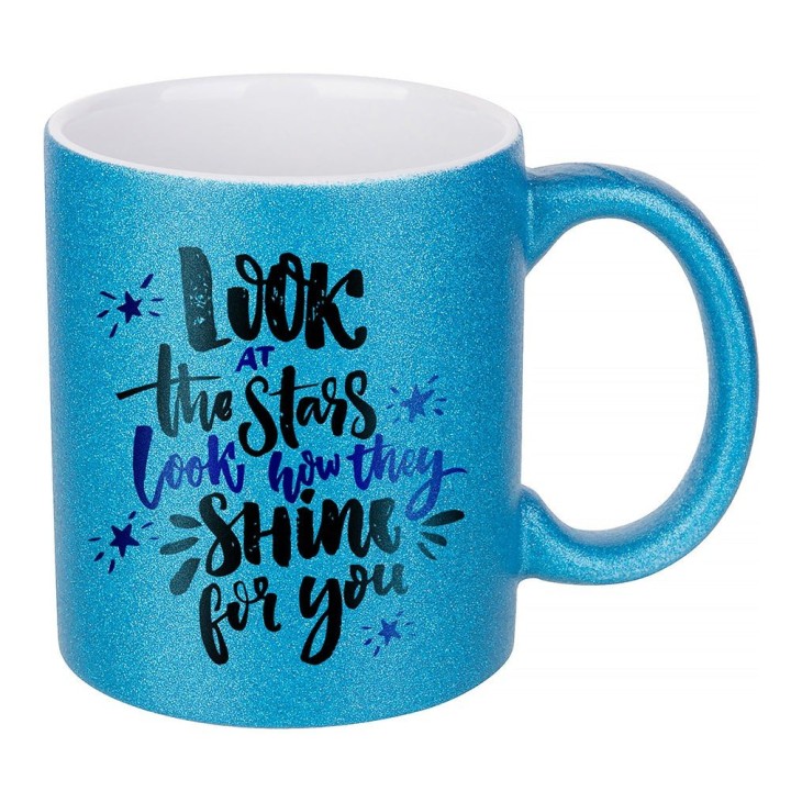 Mug Céramique Bleu Pailleté à Personnaliser | Maison Drabiec