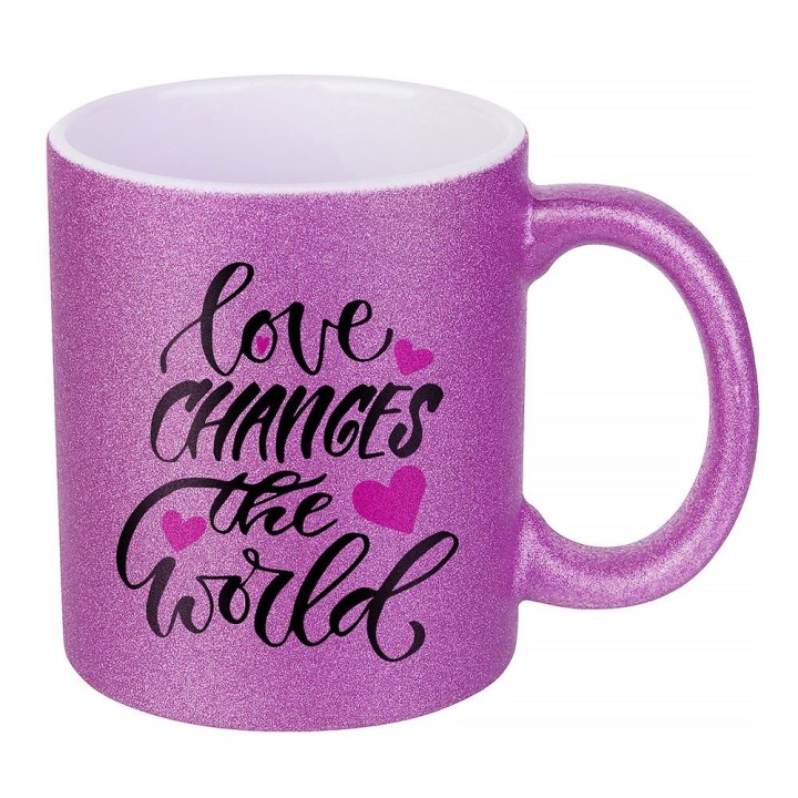 Mug céramique magenta pailleté personnalisé | Maison Drabiec