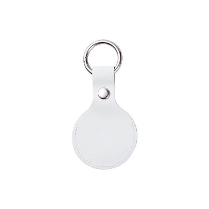Porte-clés cuir étui AirTag blanc | Maison Drabiec
