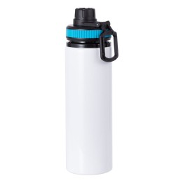 Gourde en Aluminium Blanc Bouchon Noir-Bleu | Maison Drabiec