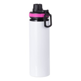 Gourde en Aluminium Blanc Bouchon Noir-Rose | Maison Drabiec
