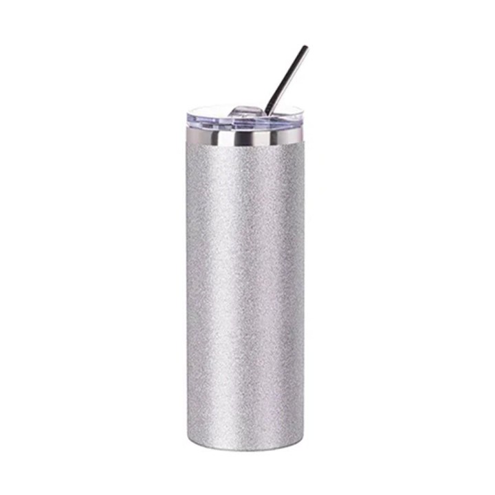 Tumbler Paille Acier Argenté Pailleté | Maison Drabiec