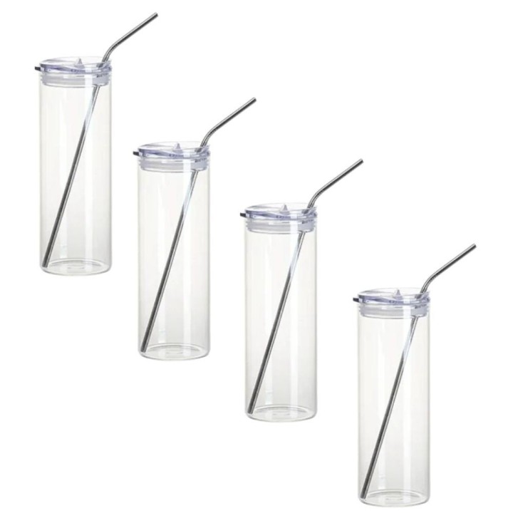 Tumbler avec Paille Transparent Personnalisé | Maison Drabiec