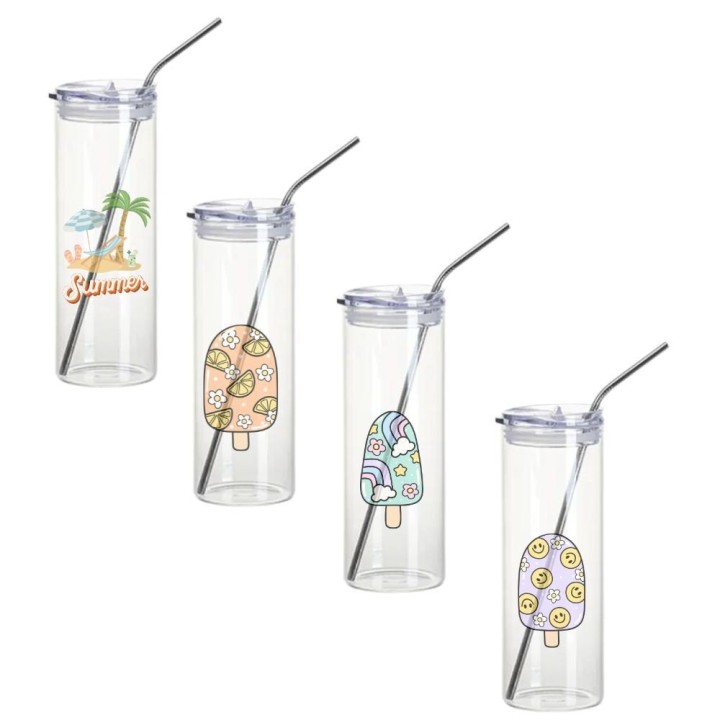 Tumbler avec Paille Transparent Personnalisé | Maison Drabiec