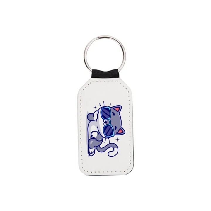 Porte-clés Simili Cuir Blanc Personnalisé | Maison Drabiec
