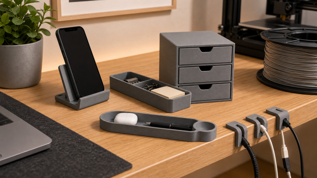 Organiser un bureau avec des accessoires imprimés - illustration Maison Drabiec